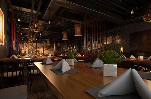 杭州简约大气中式风格餐厅设计装修效果图