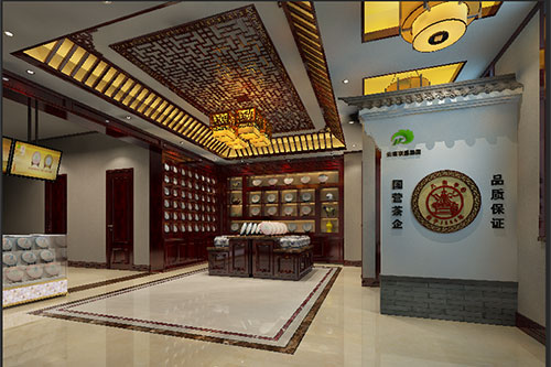 杭州古朴典雅的中式茶叶店大堂设计效果图