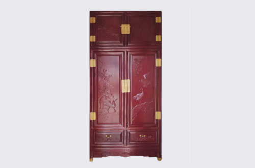 杭州高端中式家居装修深红色纯实木衣柜