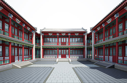 杭州北京四合院设计古建筑鸟瞰图展示