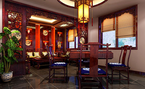杭州古典中式风格茶楼包间设计装修效果图
