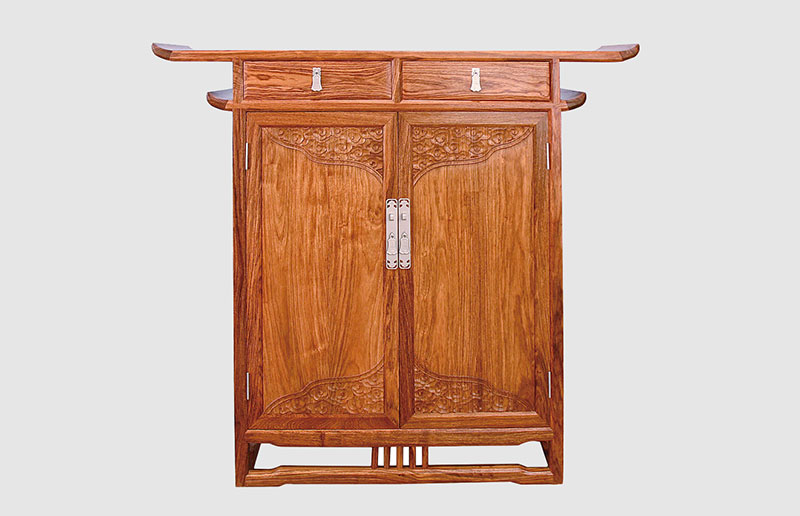 杭州观云潮家庭中式装修实木玄关柜效果图